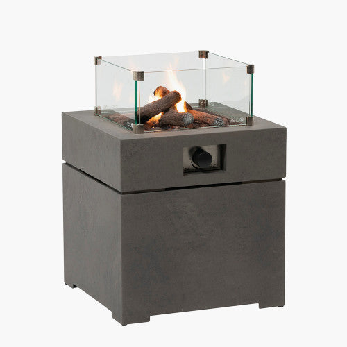 Concrete Grey Metal Gas Fire Pit, Outdoor, Cosi