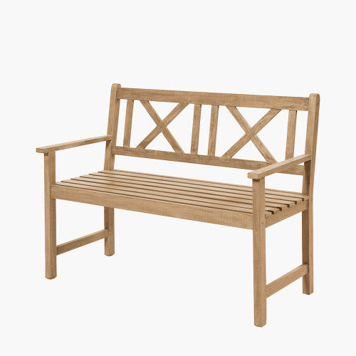 Hartley Outdoor Wooden Bench, Light Teak, 2 Seater (Due Back In 30/05/24)