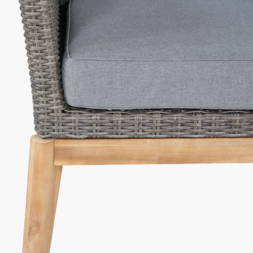 Burton Garden Furniture Corner Lounge Set, Grey, Natural Wood