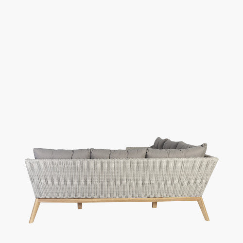 Burton Garden Furniture Corner Lounge Set, Light Grey, Natural Wood