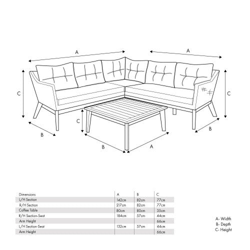 Burton Garden Furniture Corner Lounge Set, Grey, Natural Wood