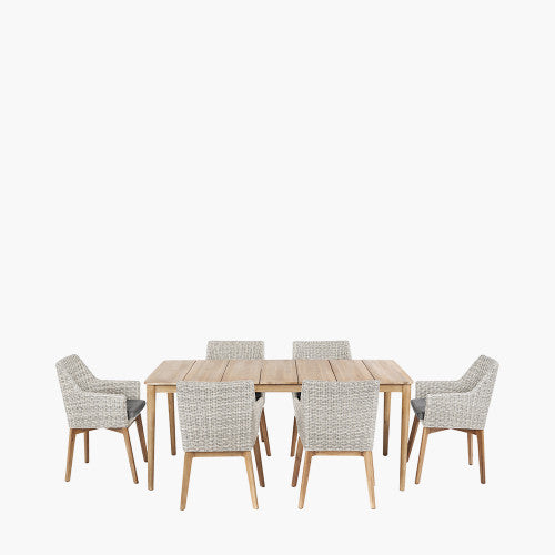 Burton Garden Furniture Dining Set, Light Grey, Natural Wood