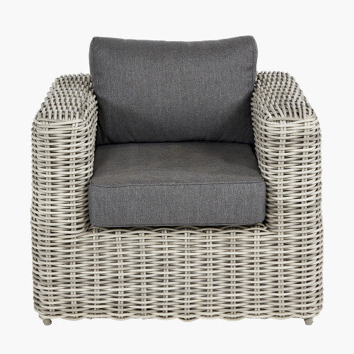 Hampton Garden Furniture Lounge Set, Natural Rattan, Grey Cushions
