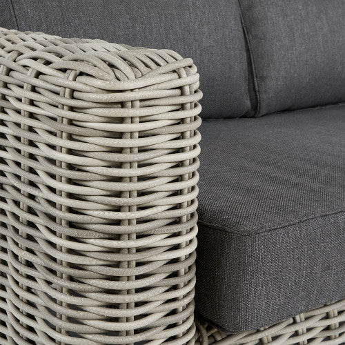 Hampton Garden Furniture Lounge Set, Natural Rattan, Grey Cushions