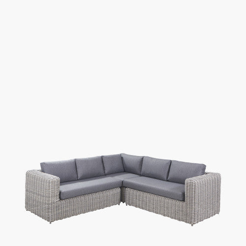 Hampton Garden Furniture Corner Lounge Set, Natural Rattan, Grey Cushions