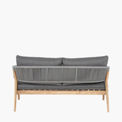 Wilton Garden Furniture Lounge Set, Natural Acadia Wood, Dark Grey Cushions