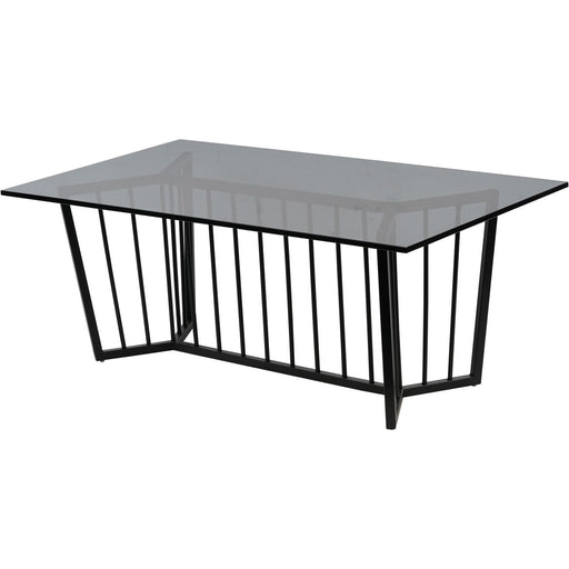 Angélique Rectangular Coffee Table, Black Stainless Steel Frame, Tinted Glass Top