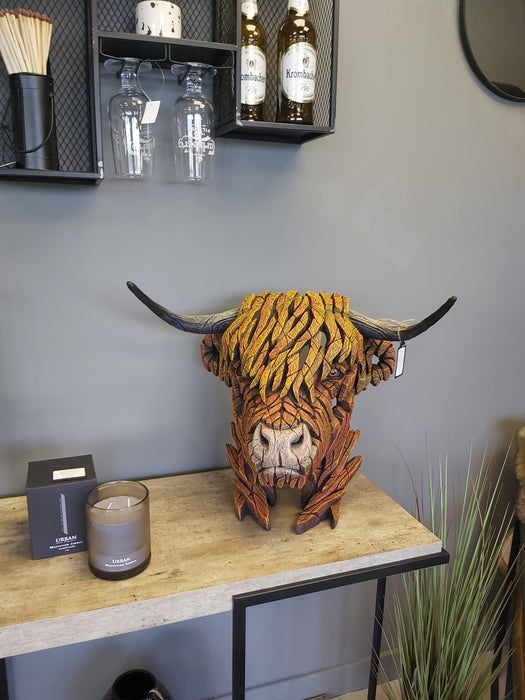Brown Highland Cow Bust Sculpture