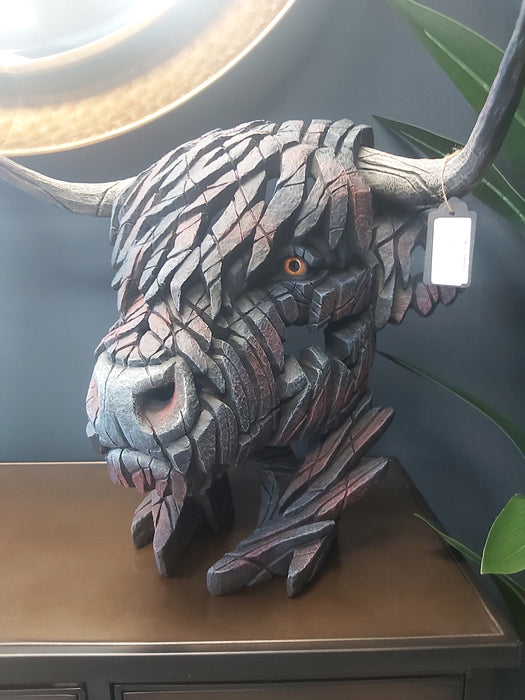 Edge Sculpture - Black Highland Cow Bust by Matt Buckley