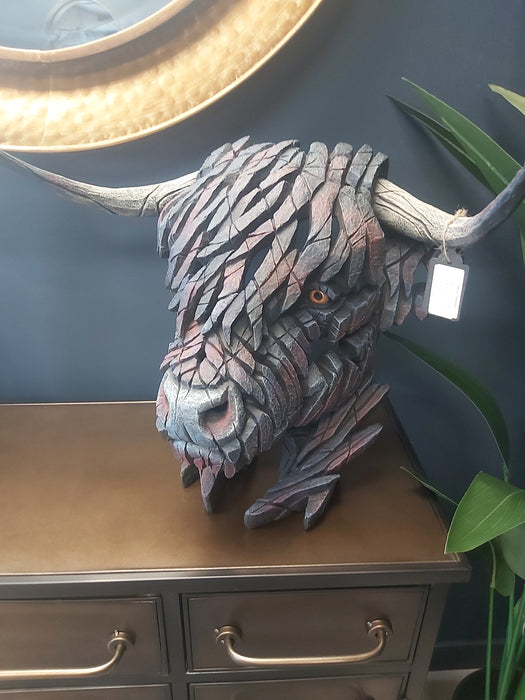 Edge Sculpture - Black Highland Cow Bust by Matt Buckley