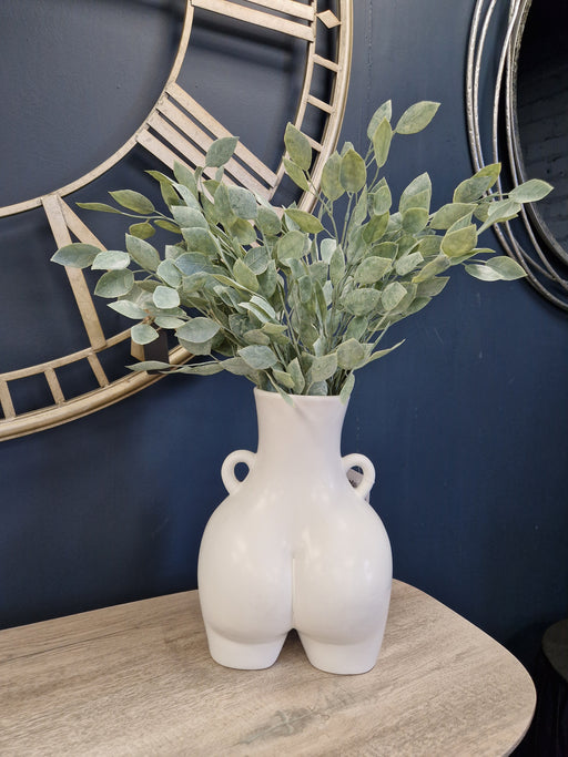 Booty Stem Flower Vase, Decorative, Ceramic, White Love Handles, Large