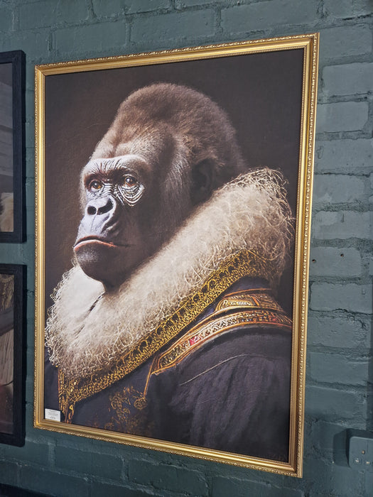 Framed Animal Wall Art - A Right Regal Gorilla - 100 x 70 cm