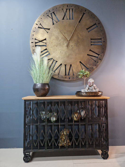 Rolston Wall Clock, Bronze Metal, Cut Out Numerals, XL
