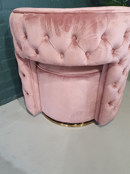 Yasmeen Pink Velvet Swivel Chair / Accent Chair