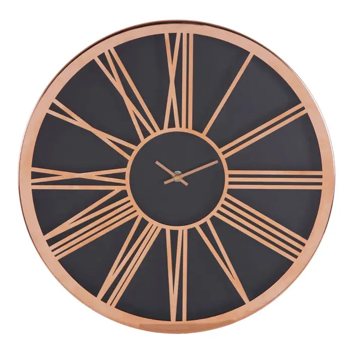 Hartley Round Wall Clock, Rose Gold, Black