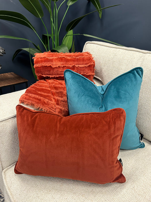 Luxe Rectangle Paprika Cushion - Plush Velvet Material 30x45cm
