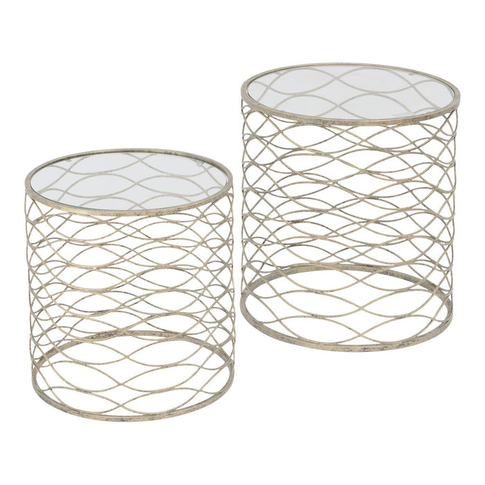 Sonja Nesting Side Tables, Gold Round, Glass Top, Set Of 2