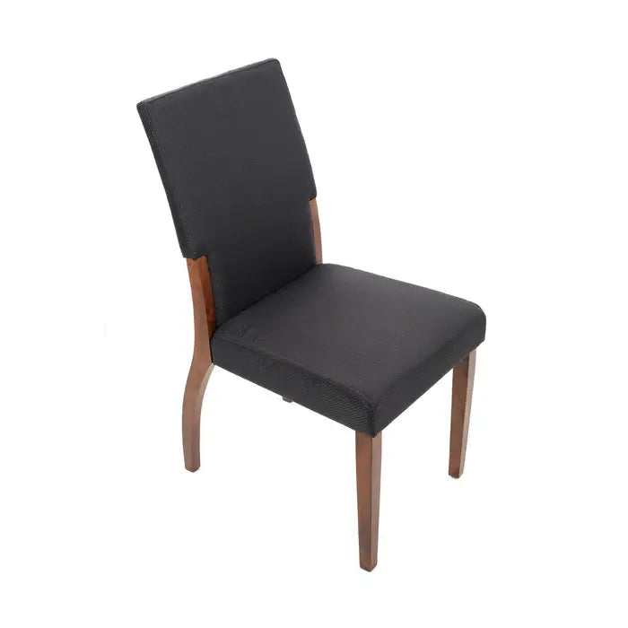 Charcoal Woven Black Mesh Fabric Dining Chair With Walnut Legs