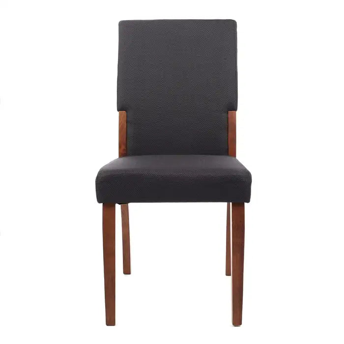Charcoal Woven Black Mesh Fabric Dining Chair With Walnut Legs