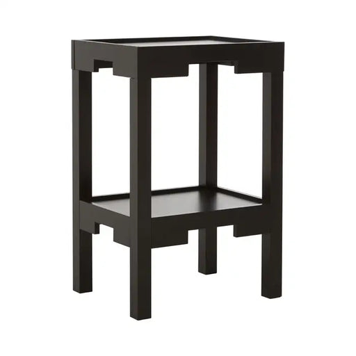Saki Side Table, Black Wooden,  One Shelf, Square Top