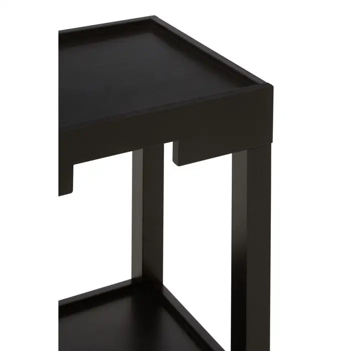 Saki Side Table, Black Wooden,  One Shelf, Square Top