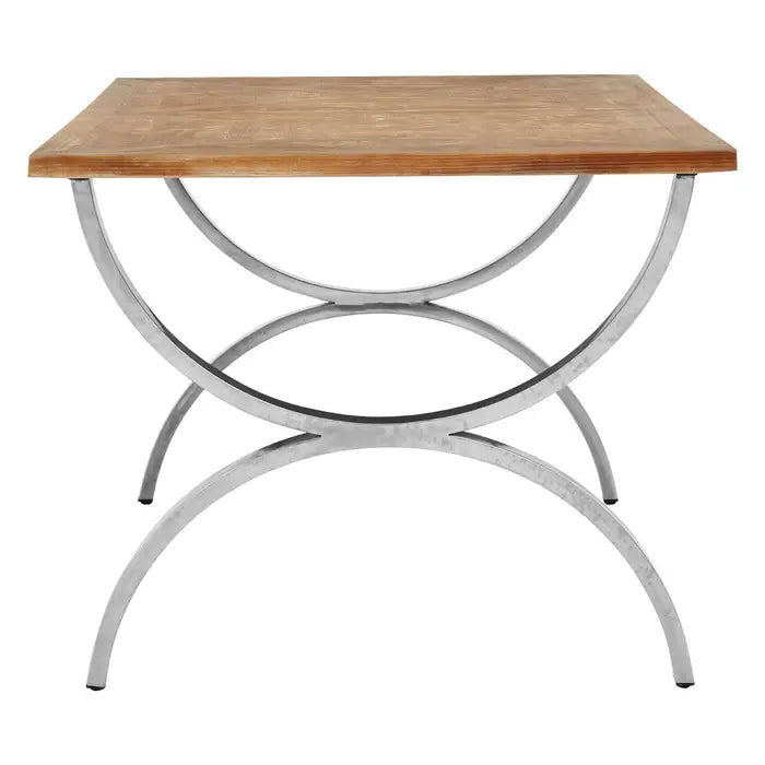 Greenwich Rectangle Dining Table, Natural Wood & Chrome Base