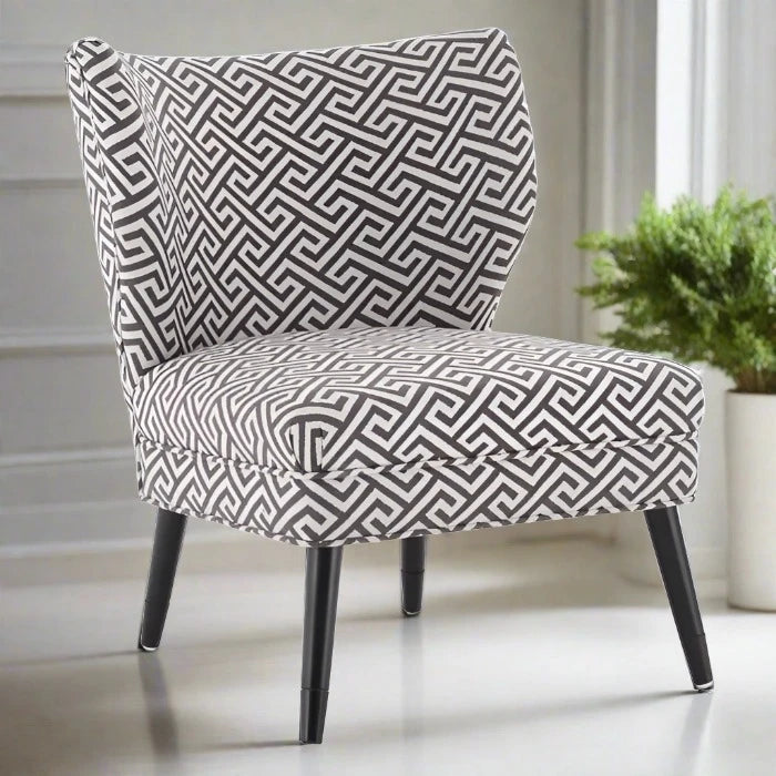 Regents Park Black & White Fabric Wingback Chair / Accent Chair