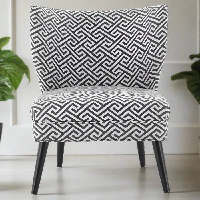 Regents Park Black & White Fabric Wingback Chair / Accent Chair