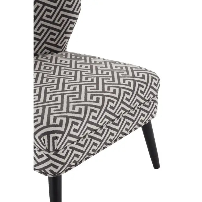 Huston Wingback Accent Chair, Black & White Fabric