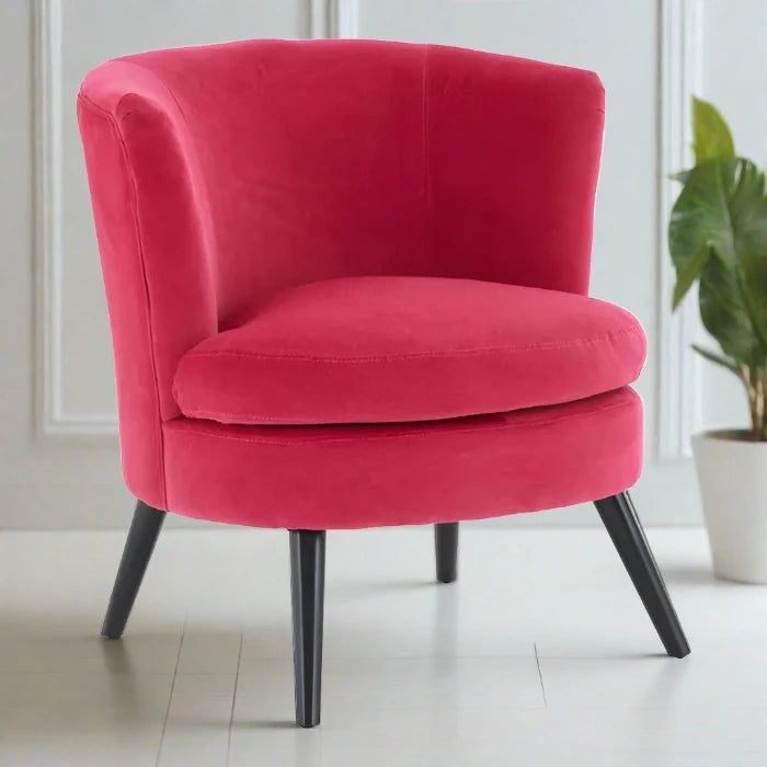 Round Plush Pink Velvet Armchair / Accent Chair