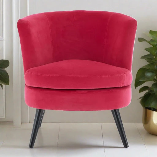 Tamsworth Accent Chair, Plush Pink Velvet, Black Legs