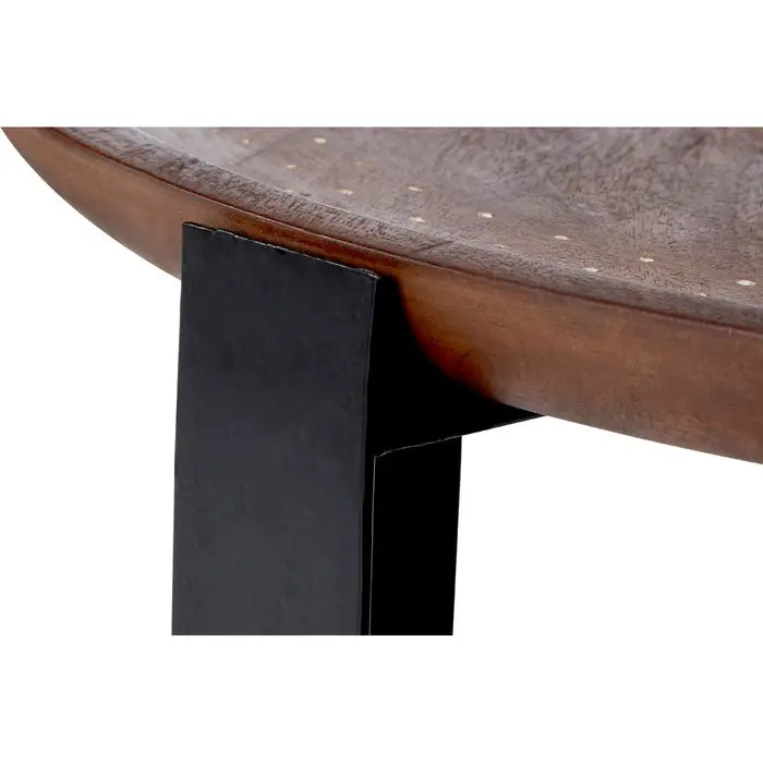 Templar Side Table, Natural Mango Wood, Round Top, Table, Black Metal Frame