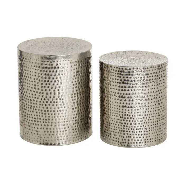 Templar Stools With Hammered Pewter Finish