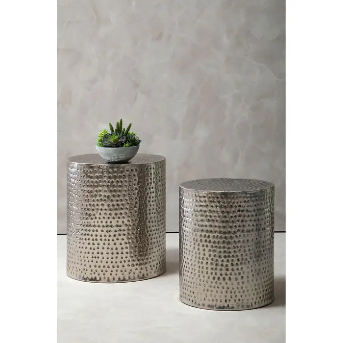 Templar Stools With Hammered Pewter Finish