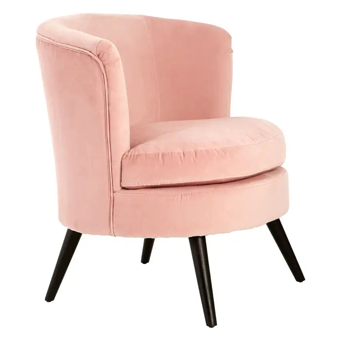 Round Pink Velvet Plush Armchair