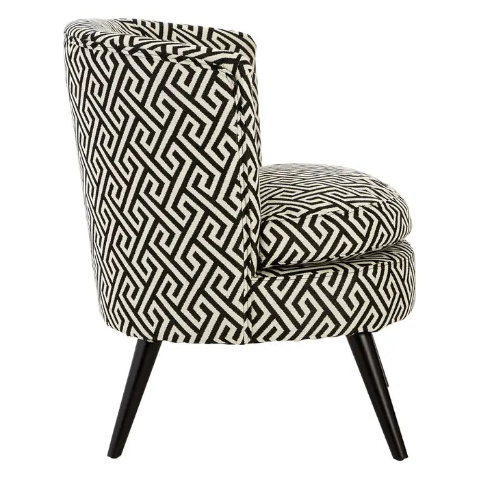 Round Black And White Round Armchair / Accent Chair
