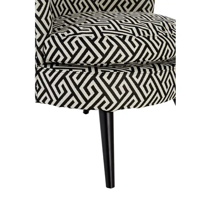 Round Black And White Round Armchair / Accent Chair