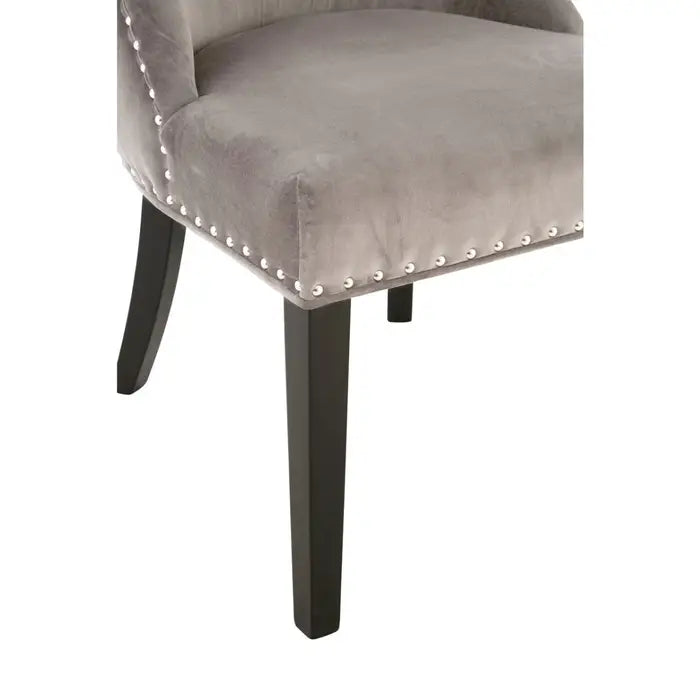 Grey Velvet With Curly Back Dining Chair