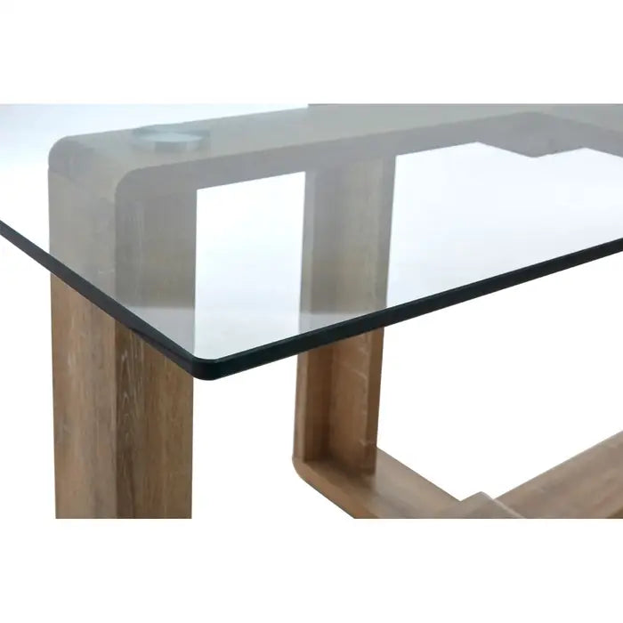 Barton Rectangle Dining Table, Clear Glass & Wood Effect Legs