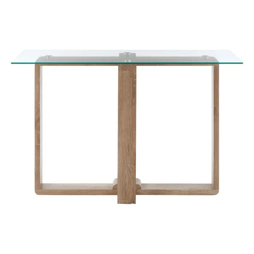 Barton Console Table, Woden Frame, Clear Glass, Natural
