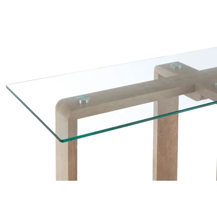 Metro Console Table, Oak Frame, Clear Glass