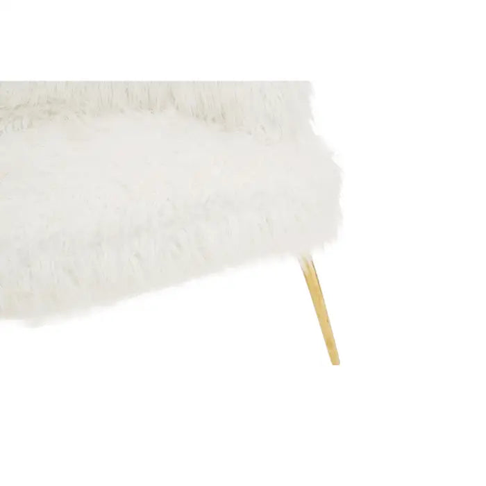 Sienna Faux Fur Sofa, White, Gold Metal Legs