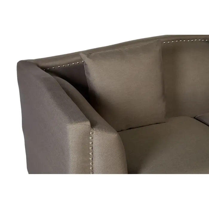 Feya 2 Seater Sofa, Mink Fabric, Black Wooden feet, Low Back