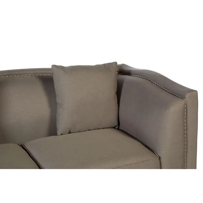 Feya 2 Seater Sofa, Mink Fabric, Black Wooden feet, Low Back