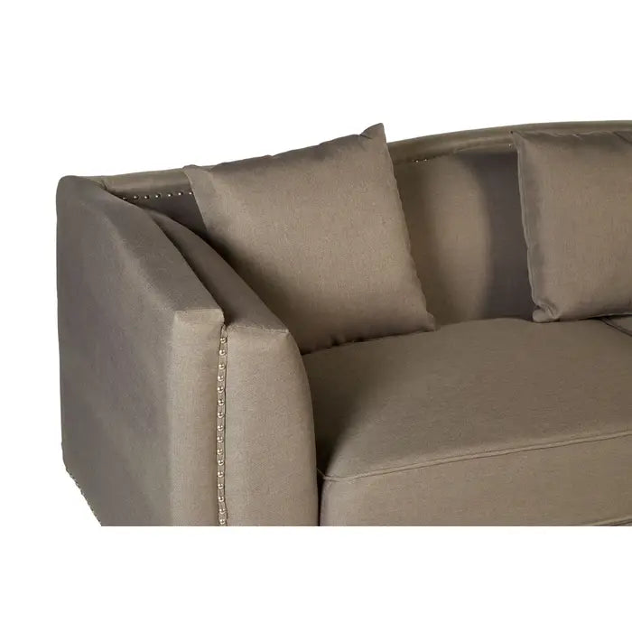 Feya 3 Seater Sofa, Mink Fabric, Black Wooden Legs, 3 Matching Cushions, Low Back