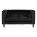 Felisa 2 Seater Sofa, Black Velvet, Black Wooden Legs, Square, Angular Design