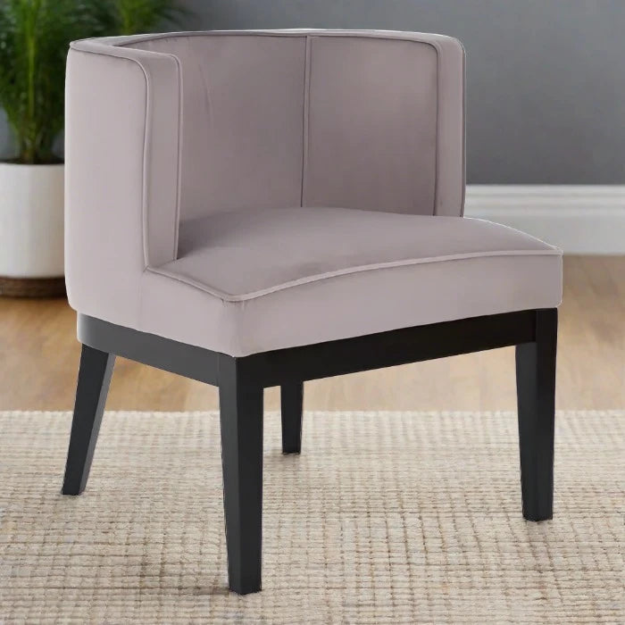 Daxton Accent Chair, Light Grey Velvet, Black Wood Legs