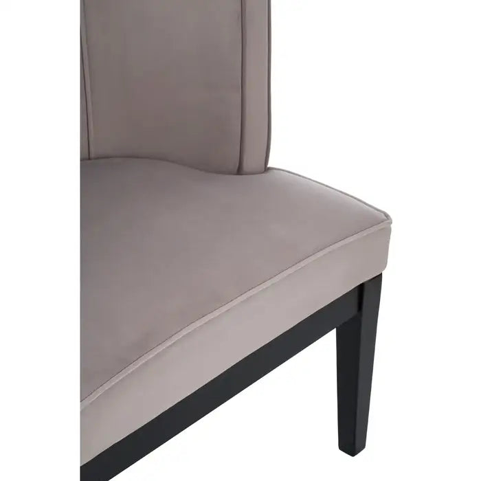 Daxton Accent Chair, Light Grey Velvet, Black Wood Legs