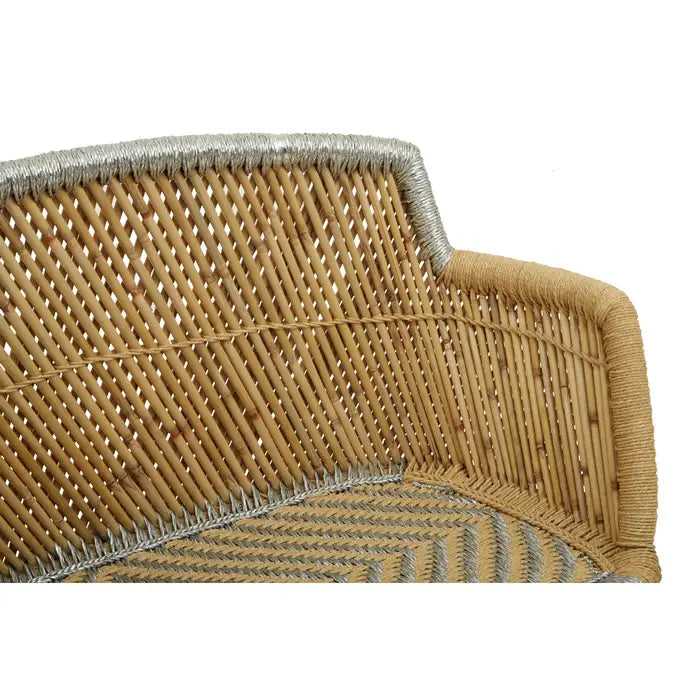 Rowan 2 Seater Sofa, Natural Bamboo, Chevron Pattern, Silver