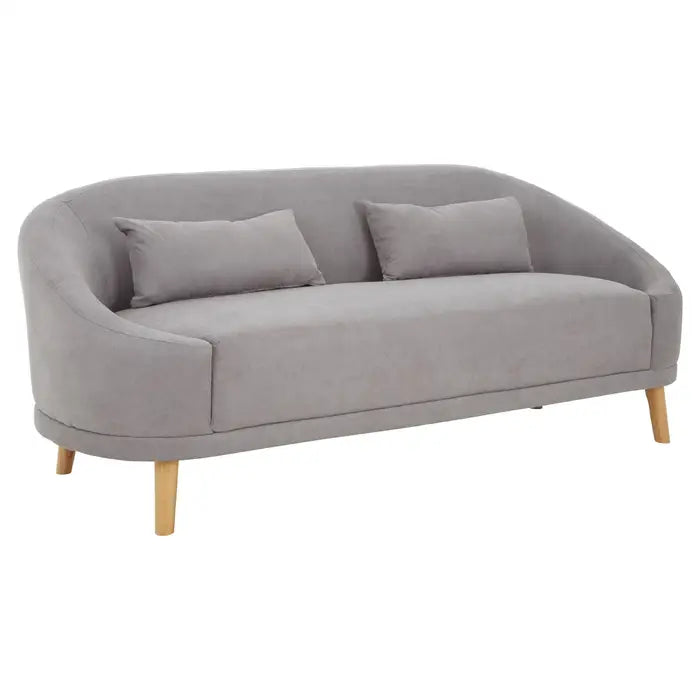 Holland Grey Linen Sofa, Beautiful Finished Wooden legs, 2 Matching Cushions, Curved Backrest
